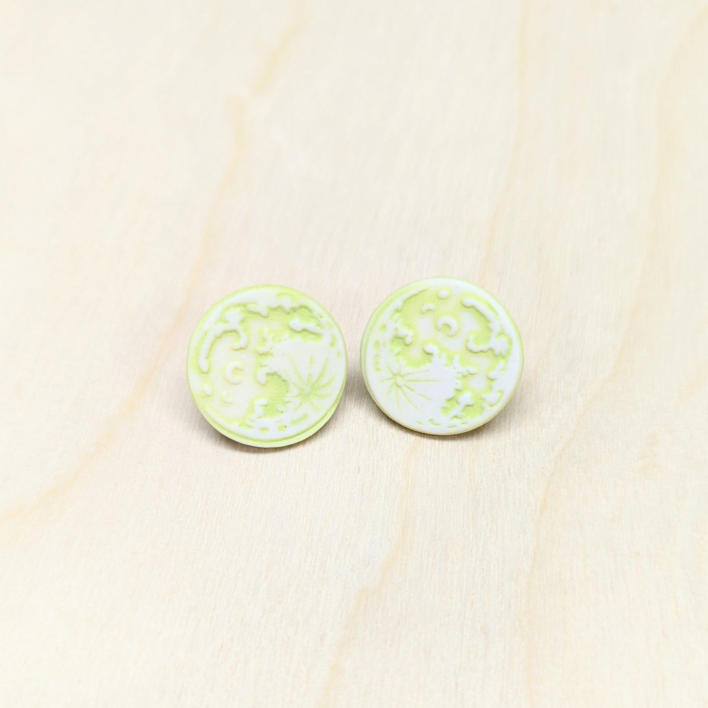 Chartreuse Matte Moon Studs