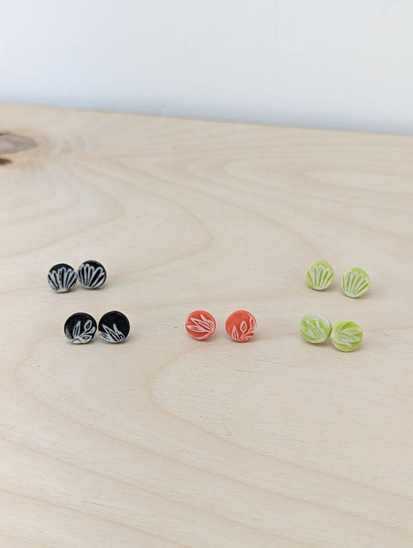 Chartreuse Matte Petal Studs