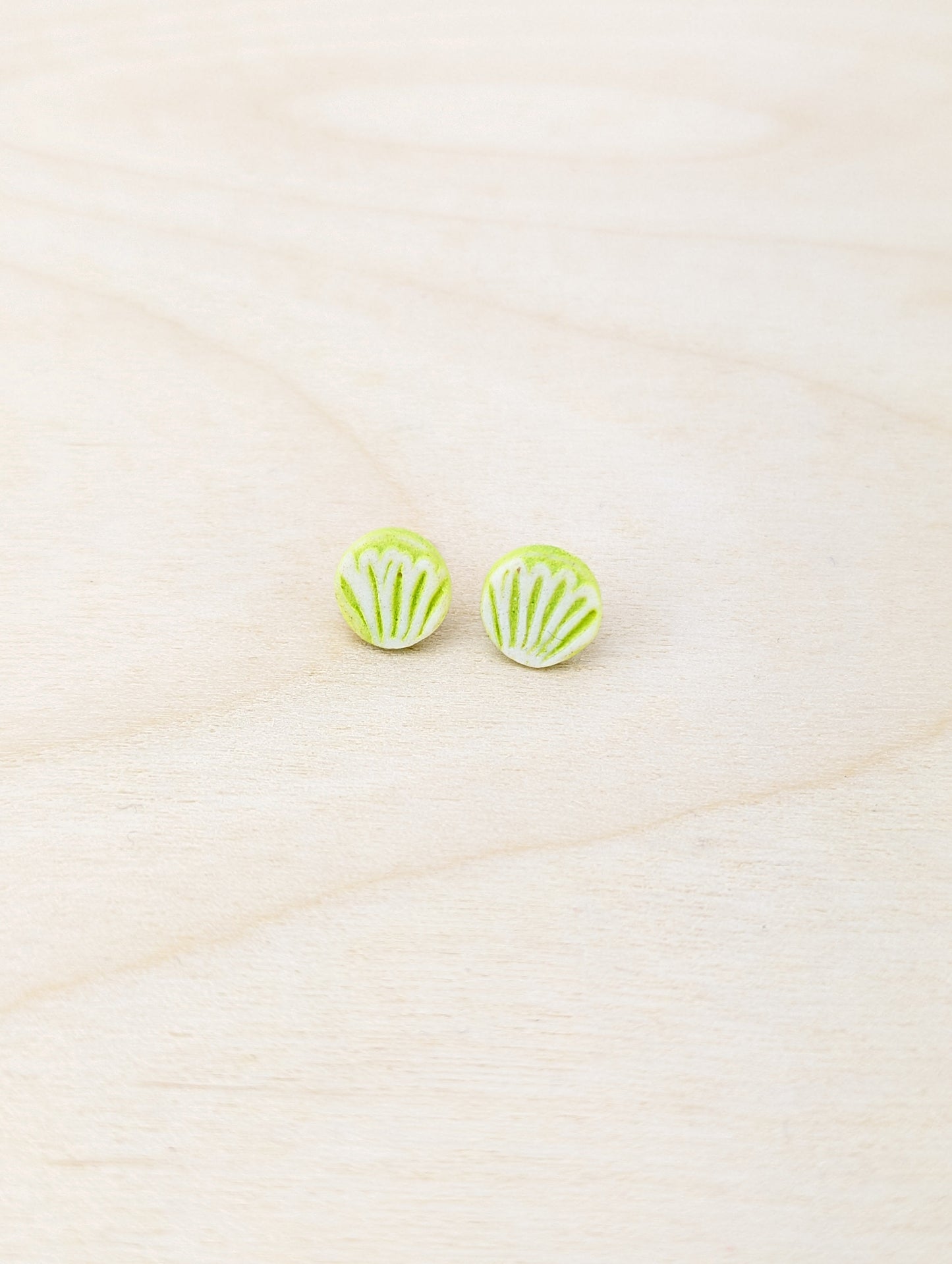 Chartreuse Matte Petal Studs