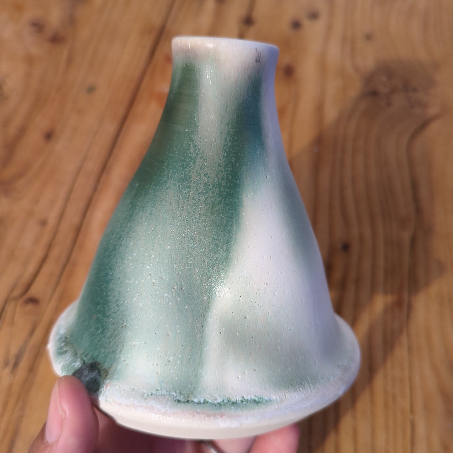 White and green bud vase