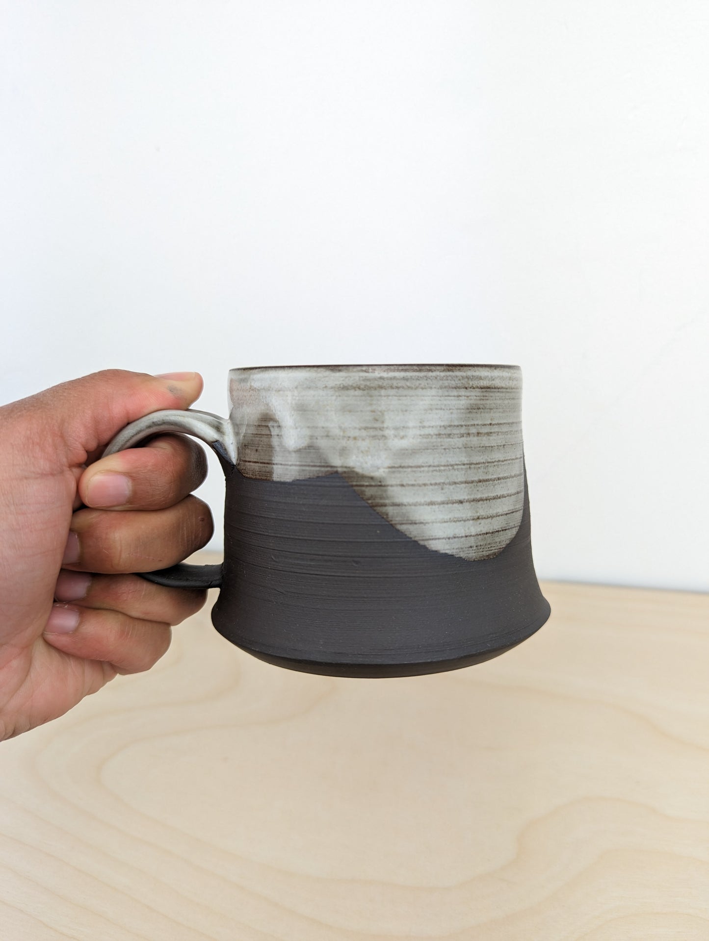 Deep Brown mug with White Curves