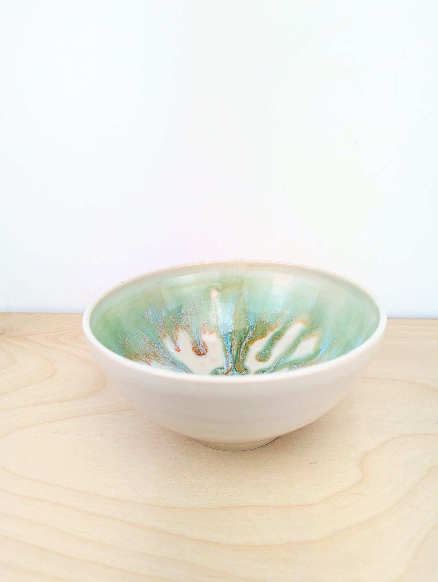 Drippy Green and White Bowl