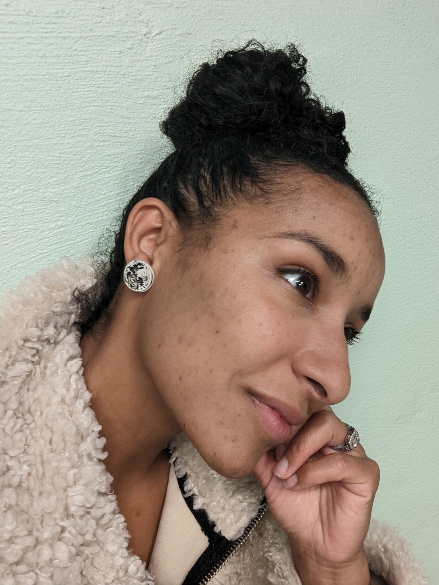 Chartreuse Matte Moon Studs