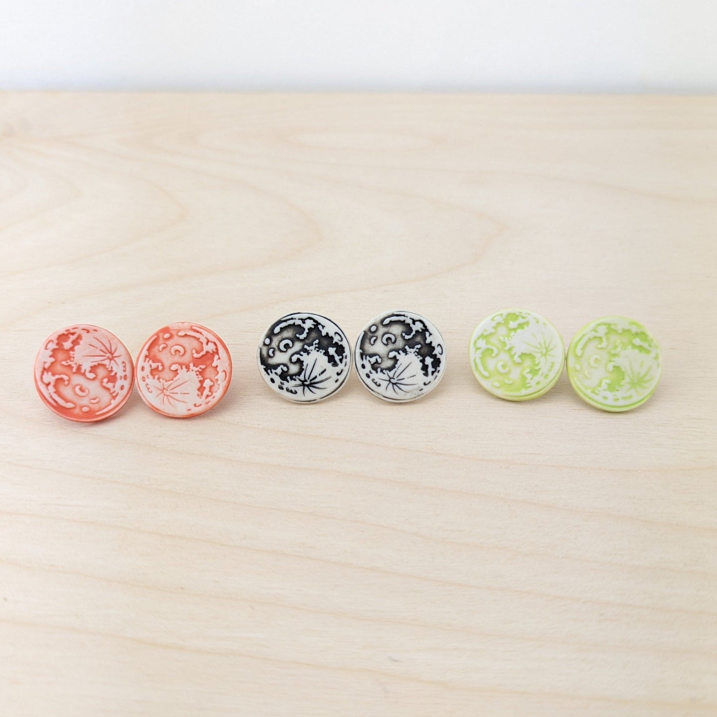 Chartreuse Matte Moon Studs