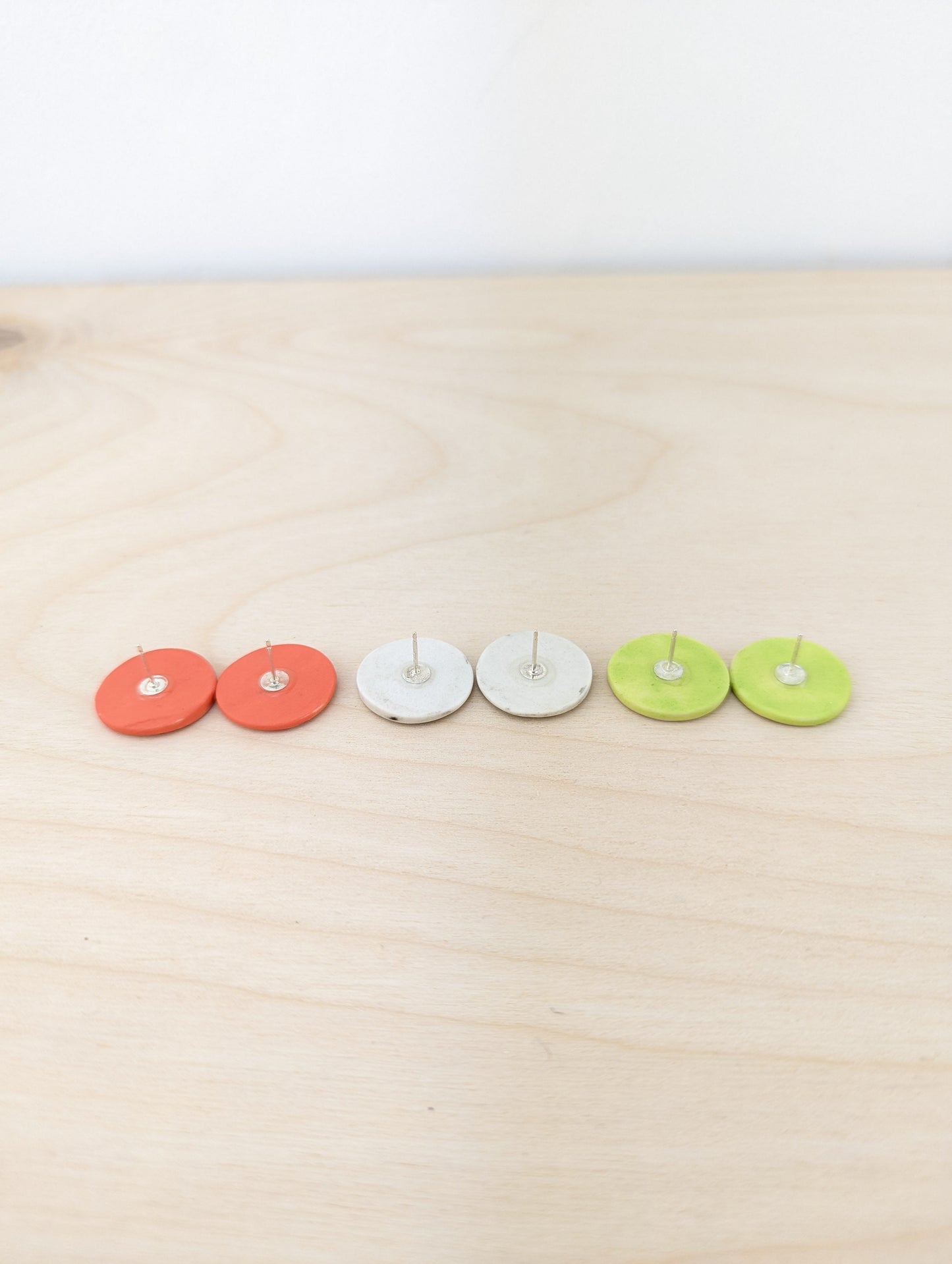 Chartreuse Matte Moon Studs