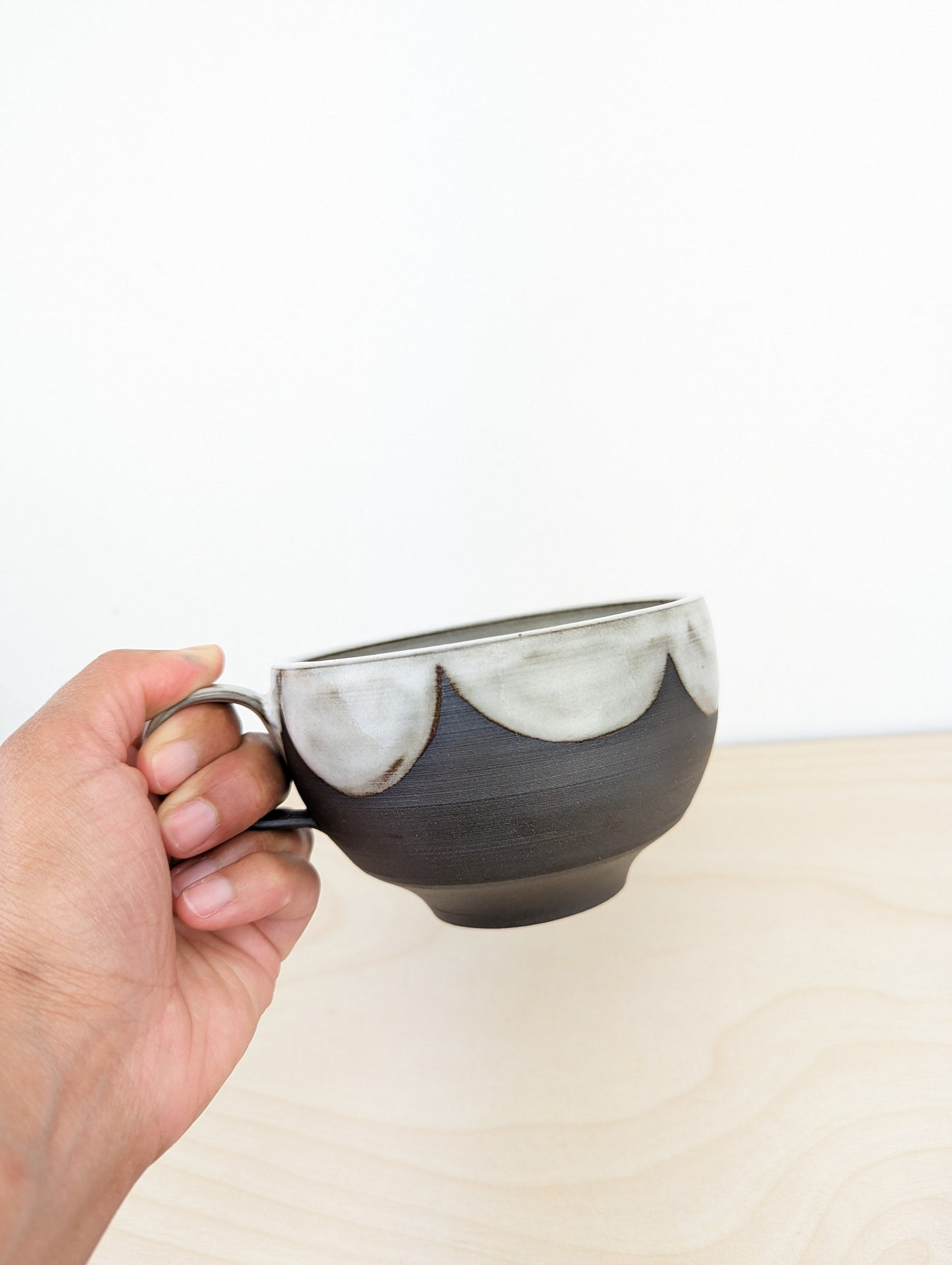 Deep Brown Mug with White Collar