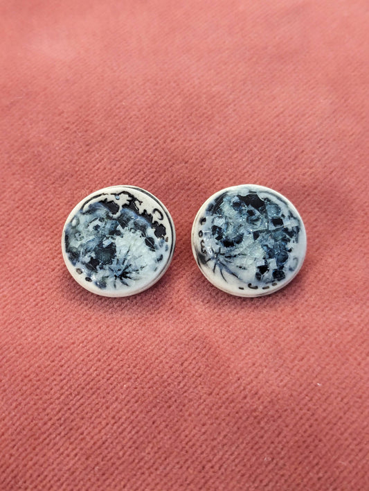 Sparkly Moon Studs - with recycled glass