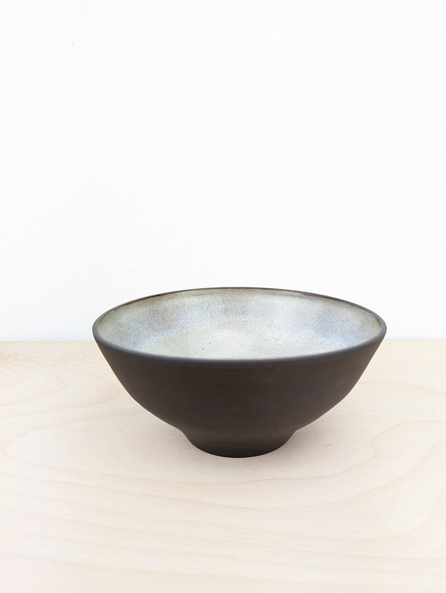 Deep Brown Clay and White Glaze Bowl