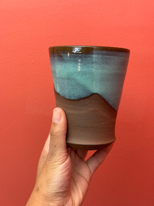 Blue Glaze Red Clay cup