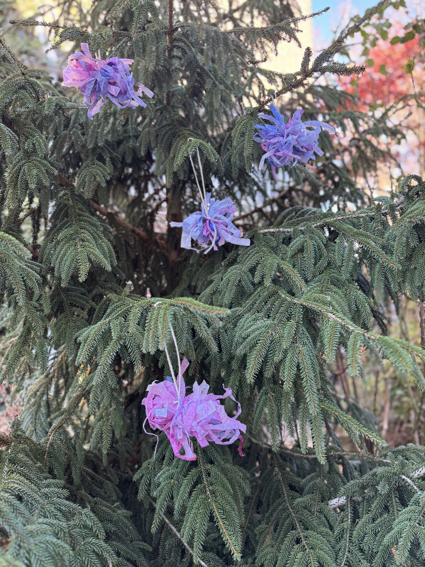 Watercolor Paper Pompom Ornaments