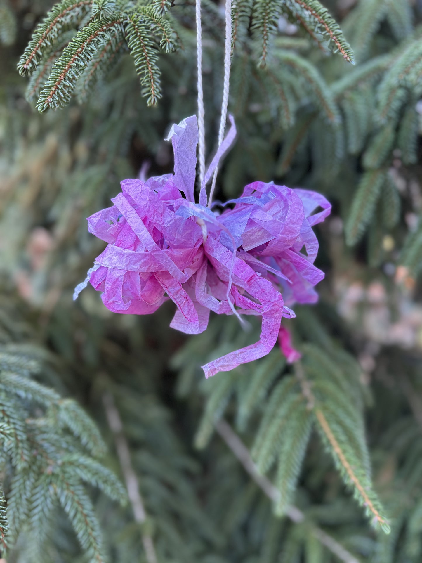 Watercolor Paper Pompom Ornaments