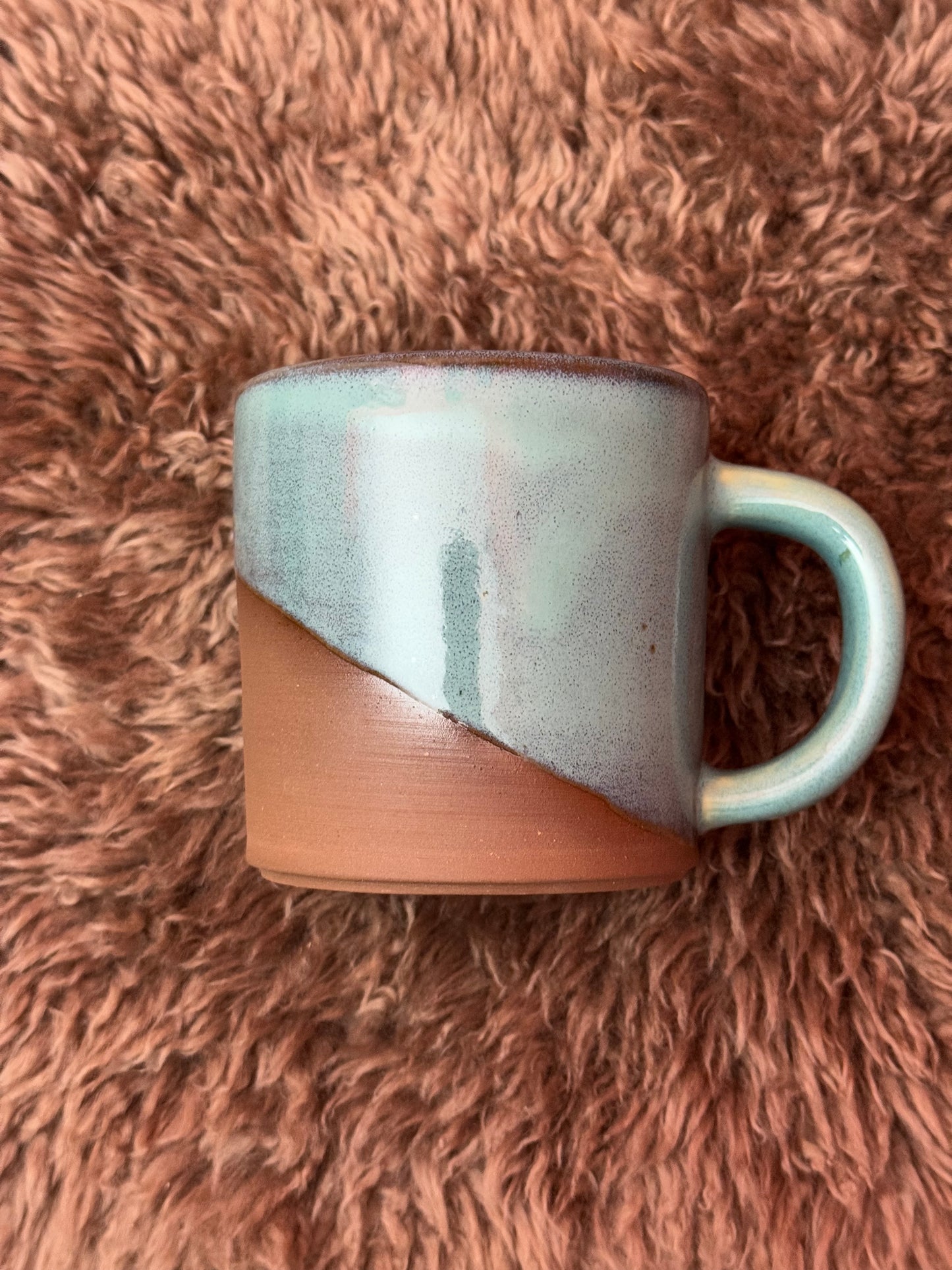 Blue Glaze Red Clay Mug