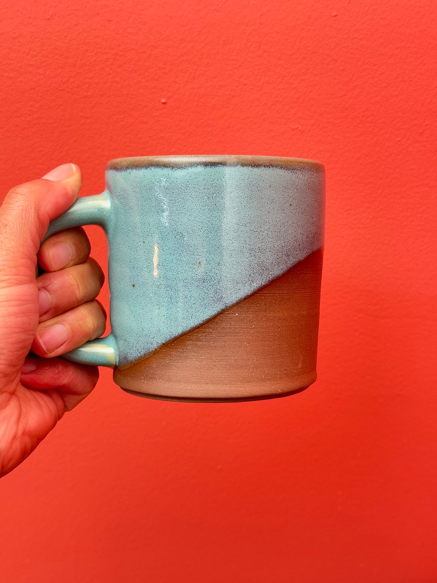 Blue Glaze Red Clay Mug