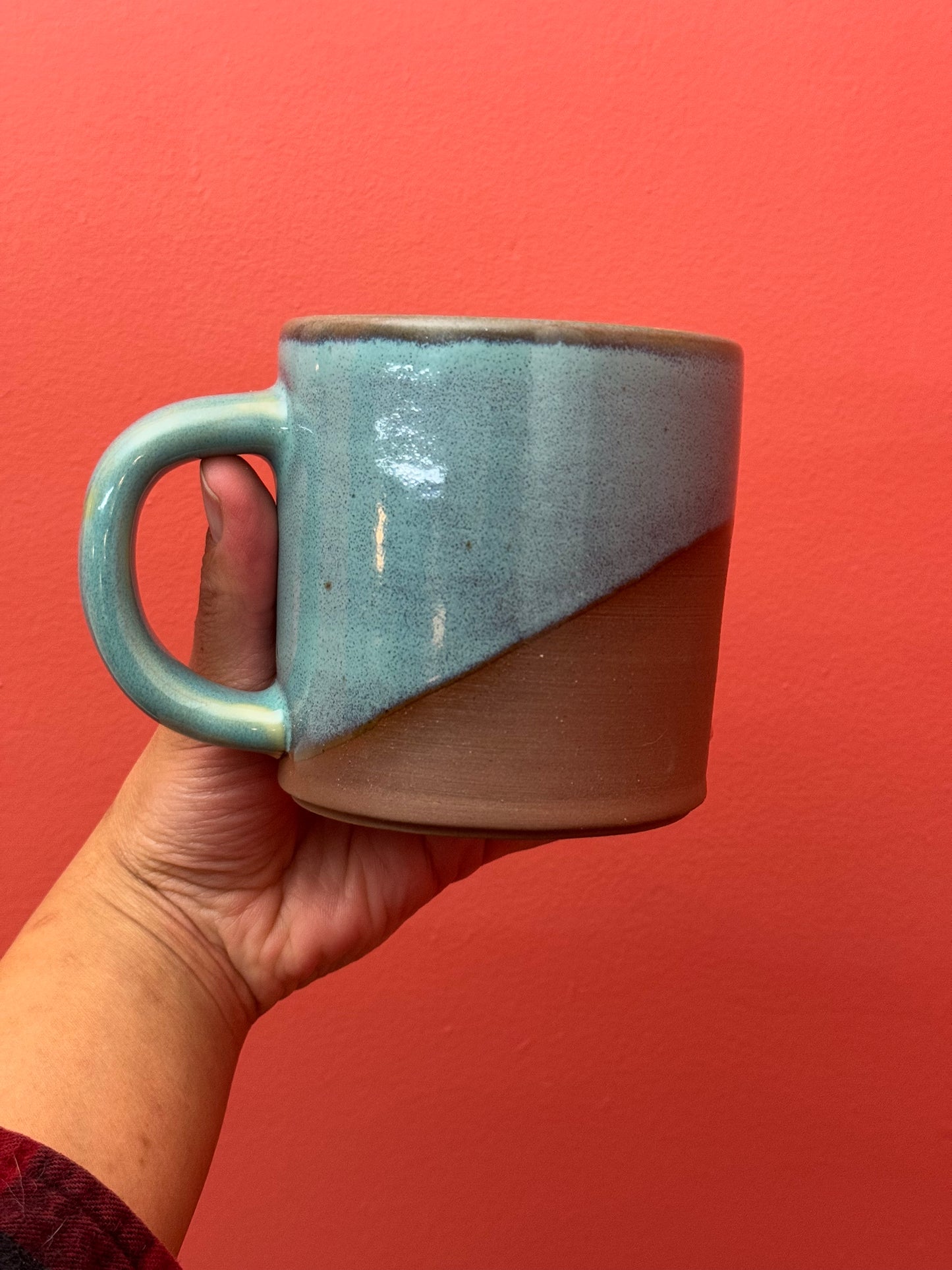 Blue Glaze Red Clay Mug