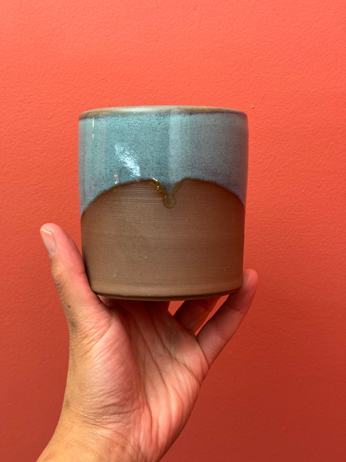 Blue Glaze Red Clay Mug