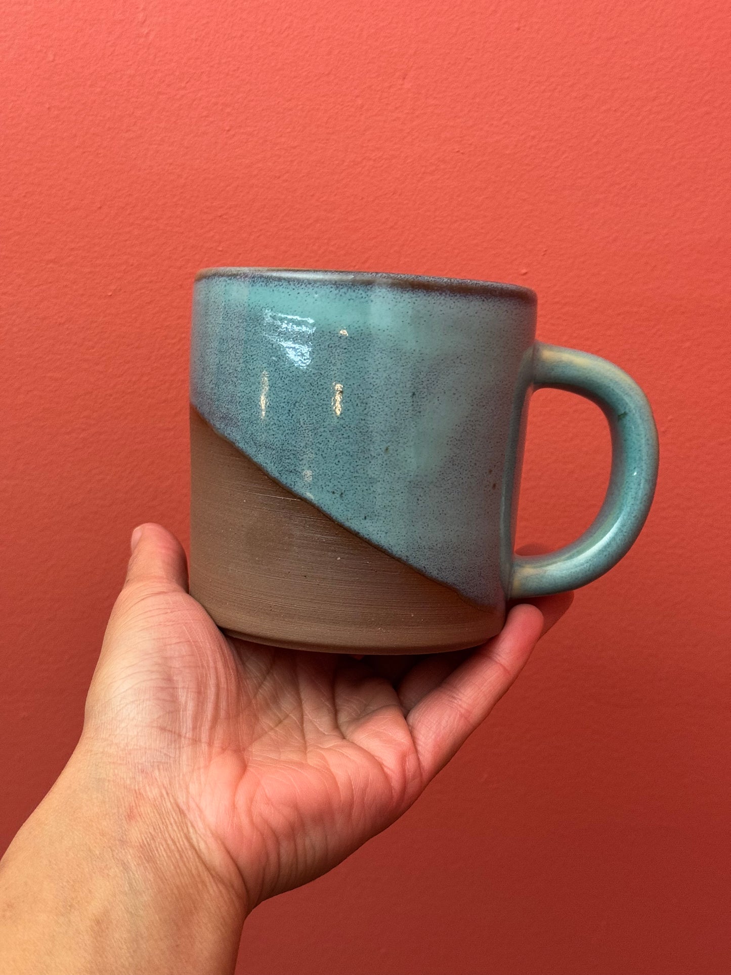 Blue Glaze Red Clay Mug