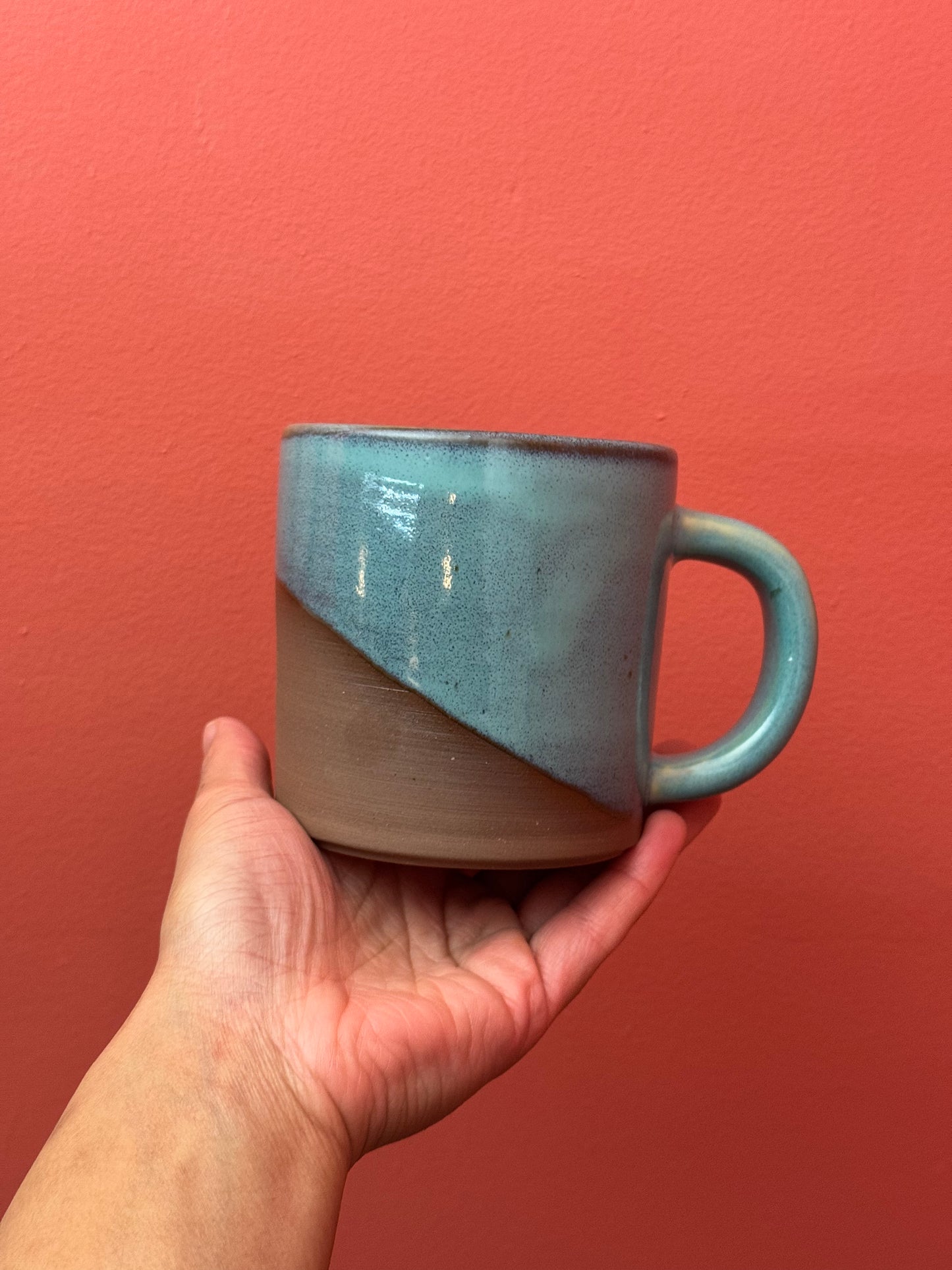 Blue Glaze Red Clay Mug