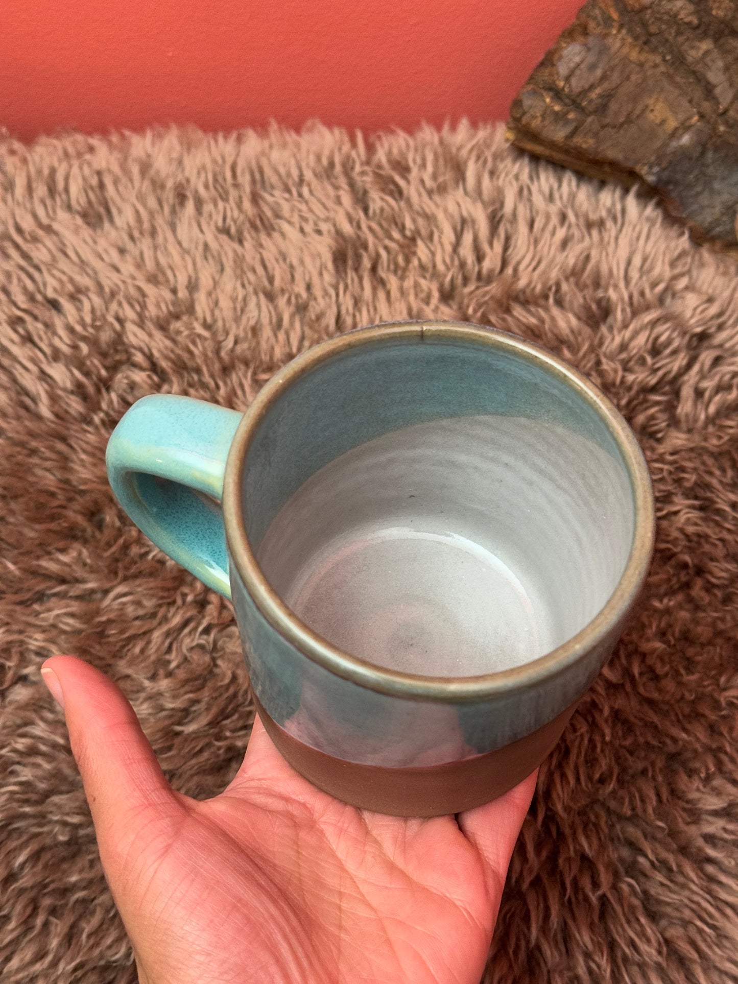 Blue Glaze Red Clay Mug