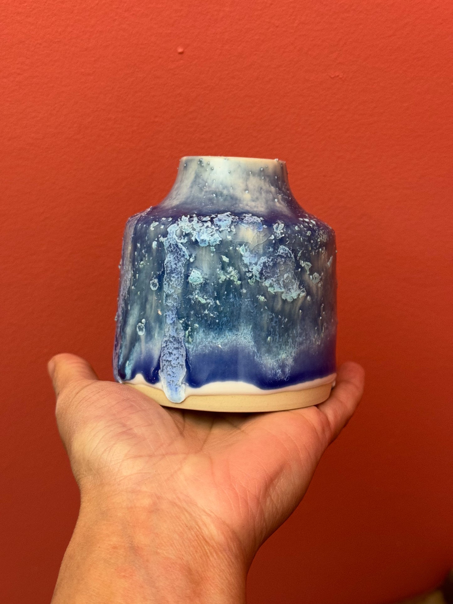 Crystalized Blue Bud Vase