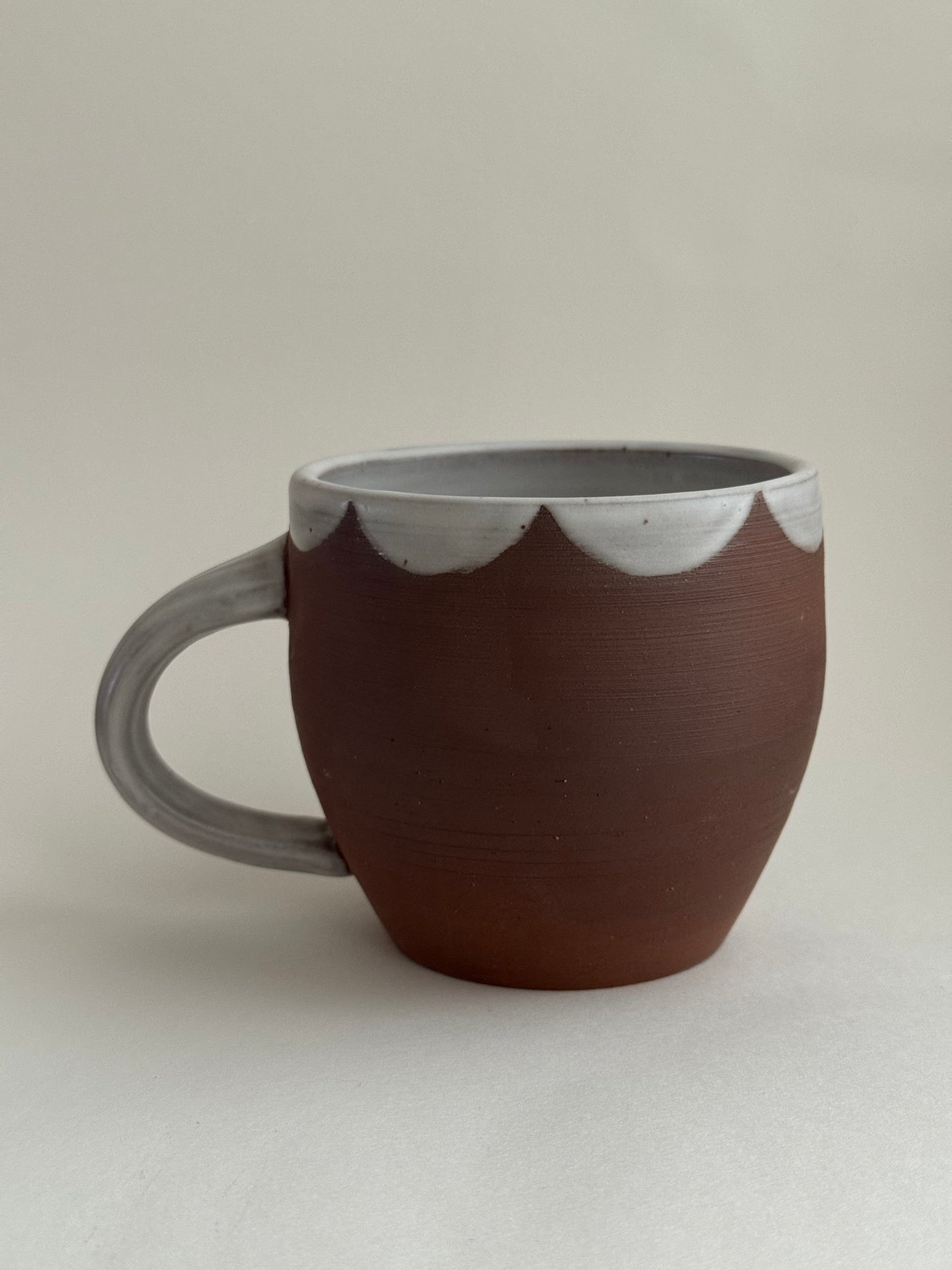 Red Clay Mug with White Collar