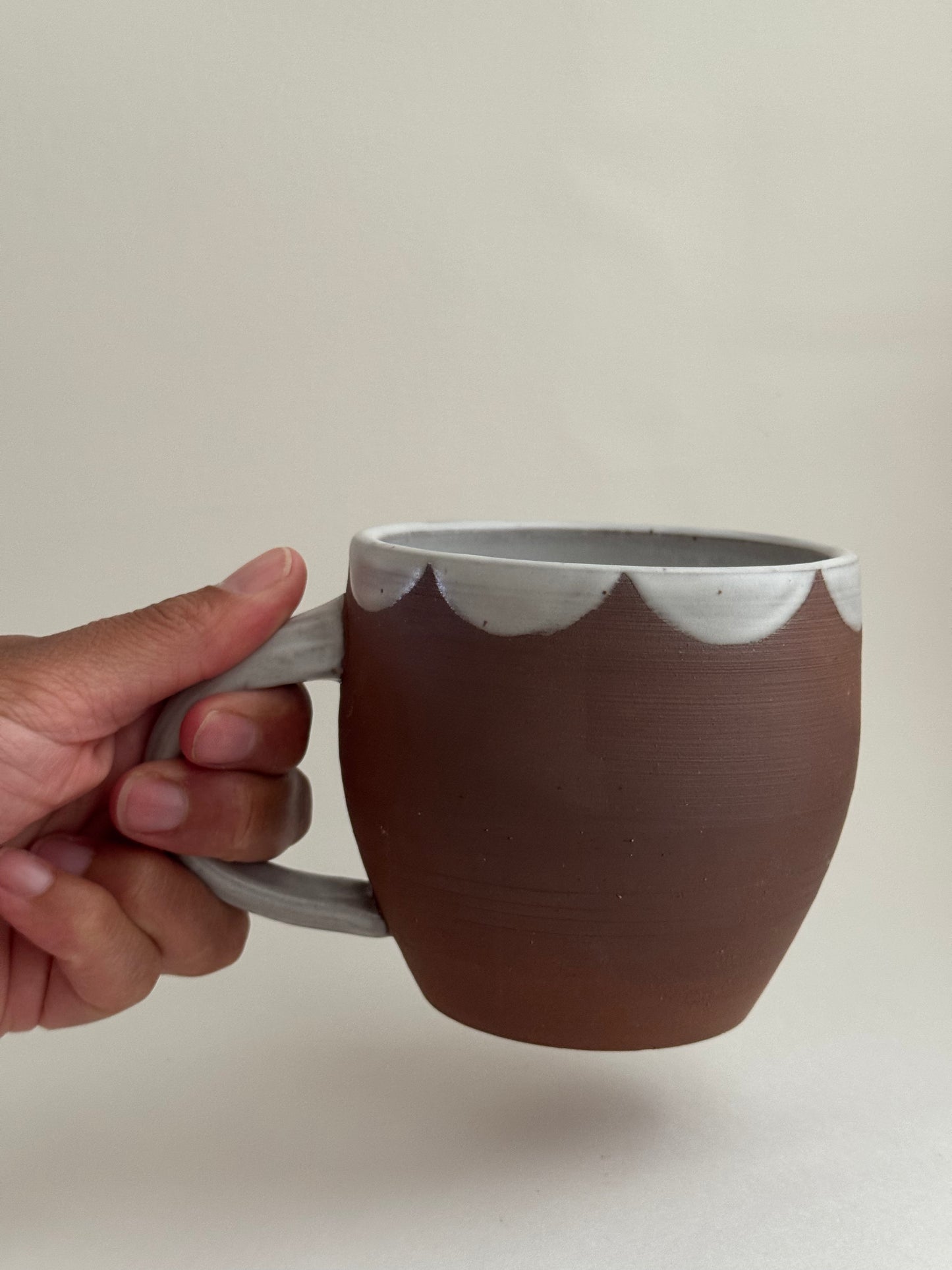 Red Clay Mug with White Collar