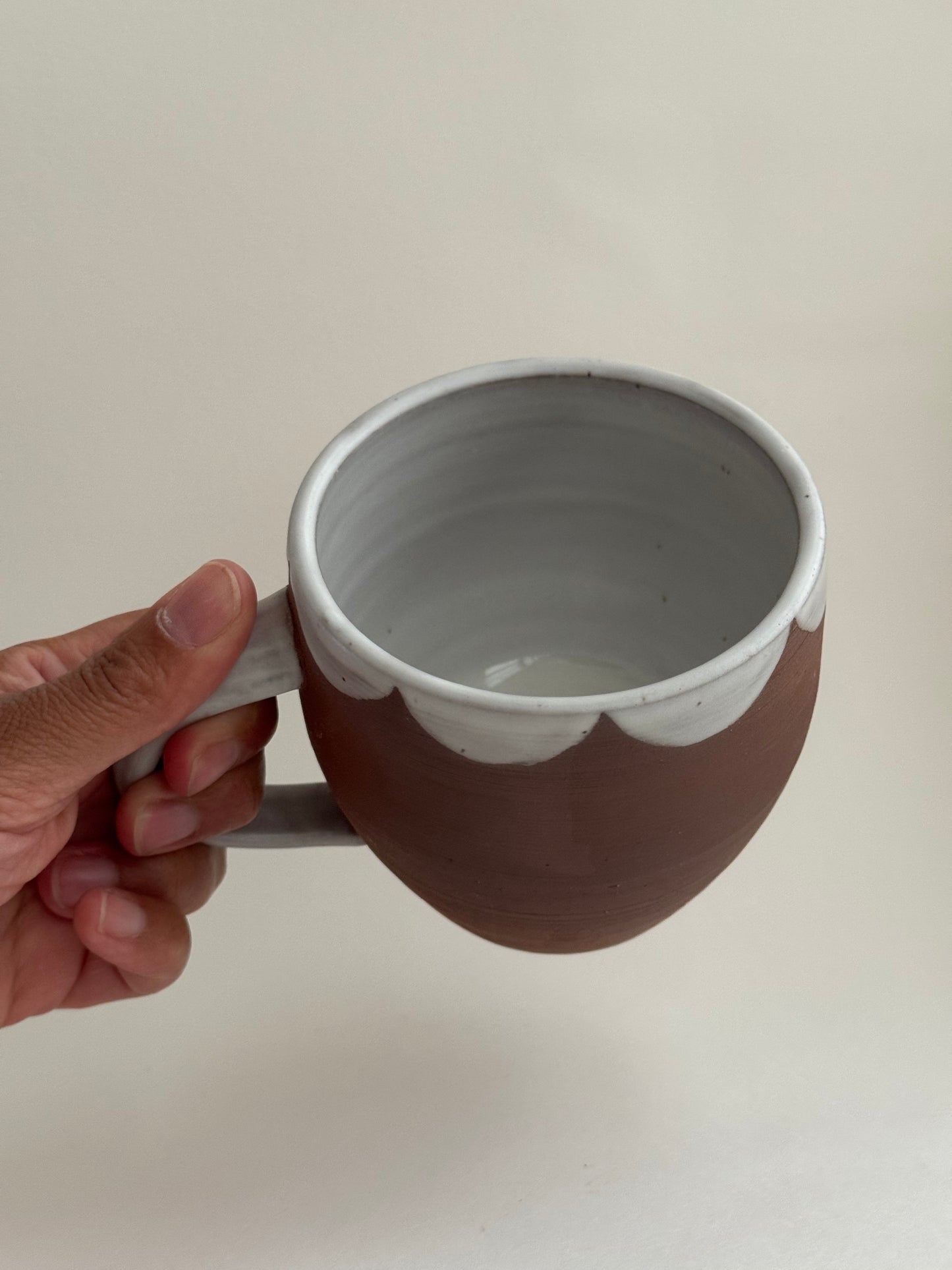 Red Clay Mug with White Collar