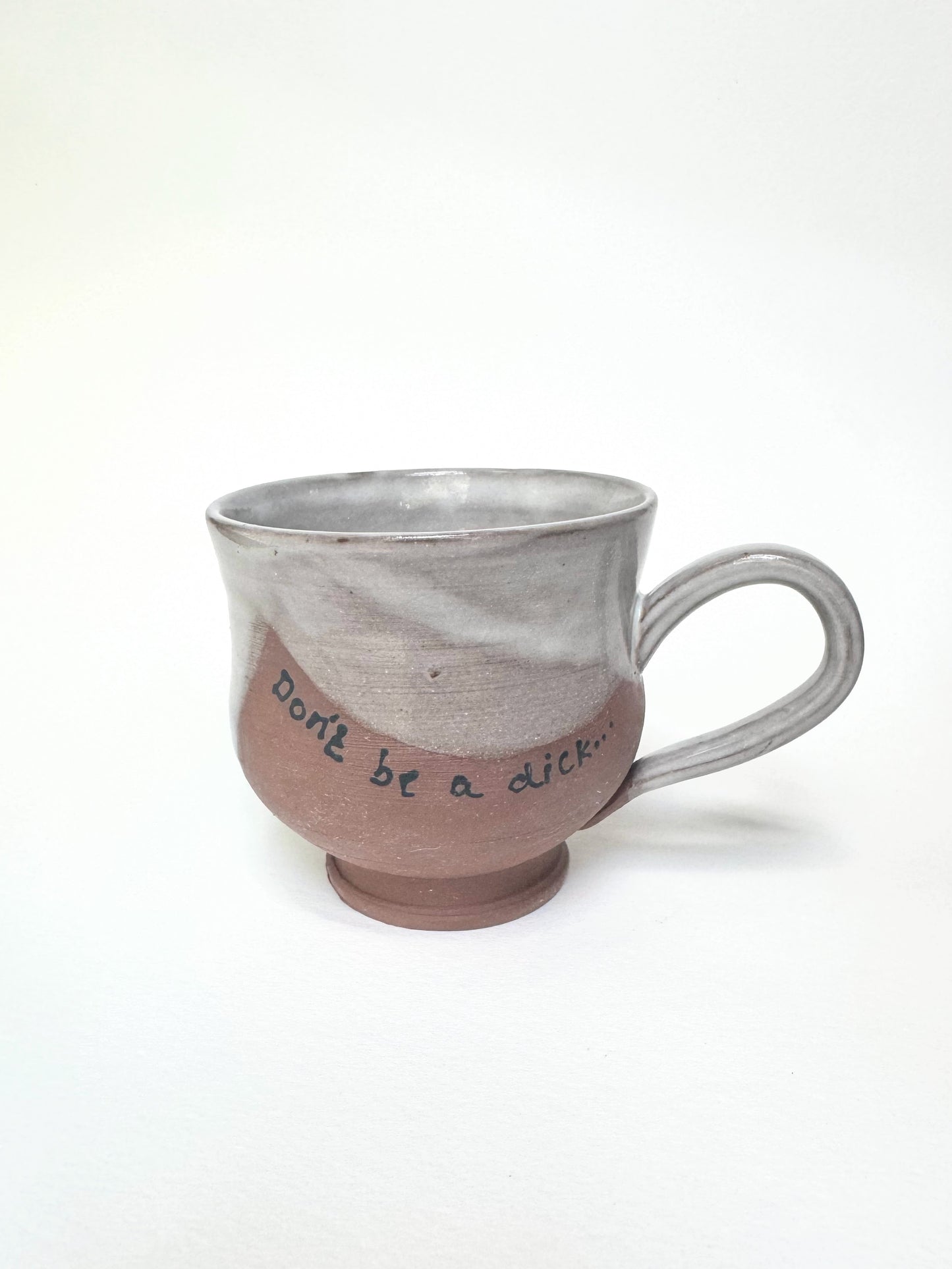 Dont be a Dick Mug Red Clay with White Curves