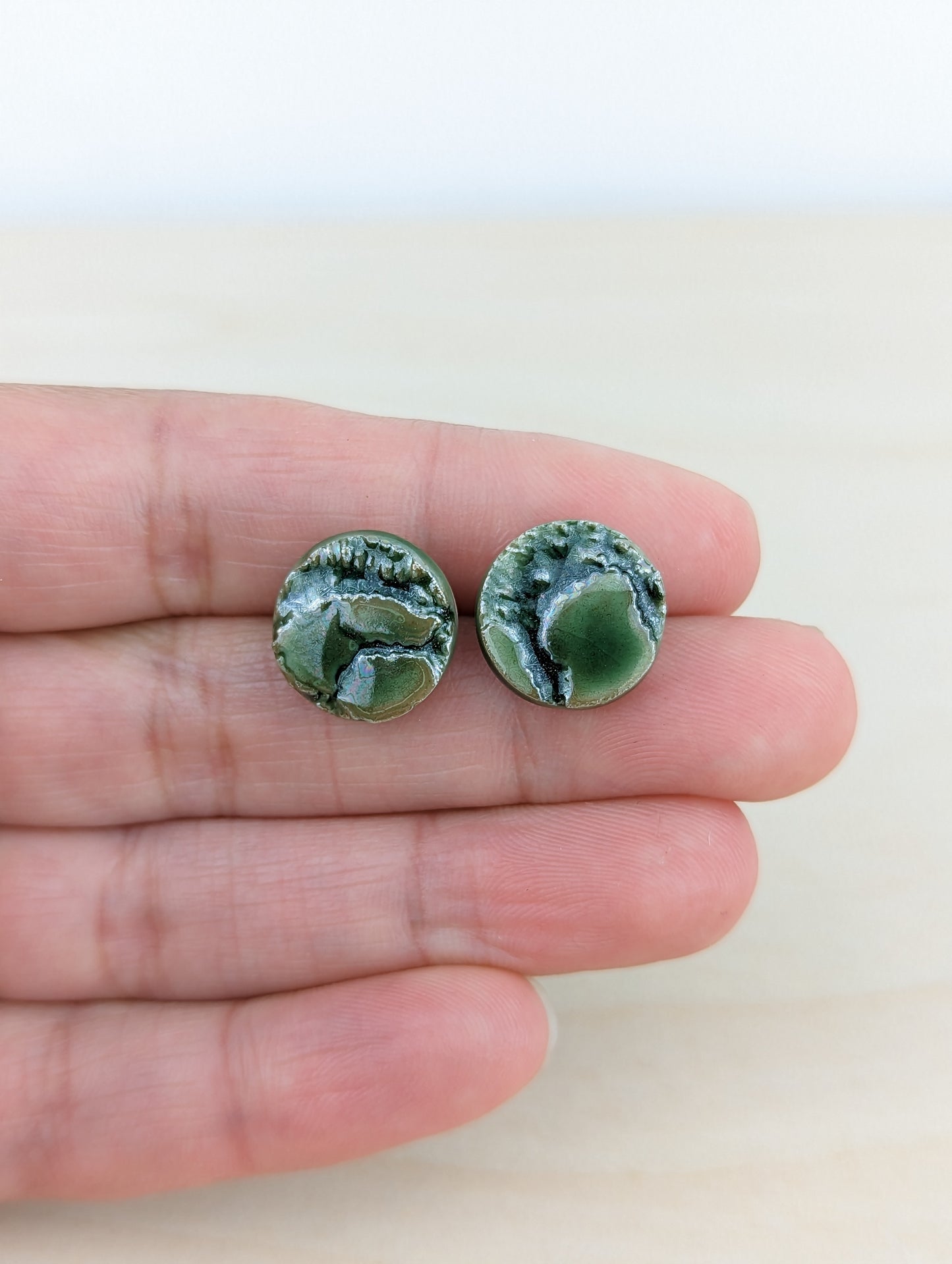 Oil Slick Forrest Green Lace Studs