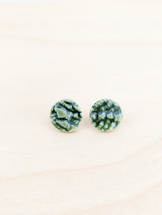 Forrest Green Round Lace Studs