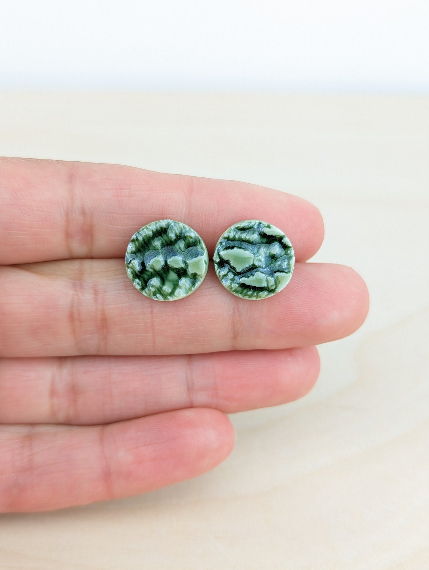 Forrest Green Round Lace Studs