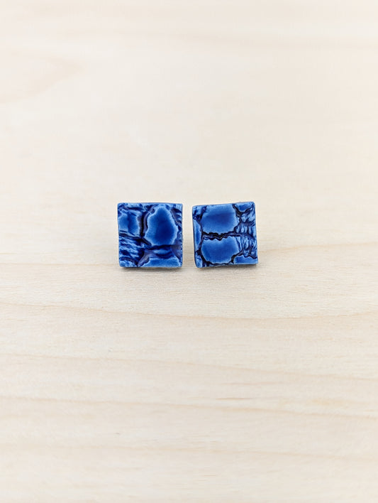 Square Cobalt Blue Lace Studs